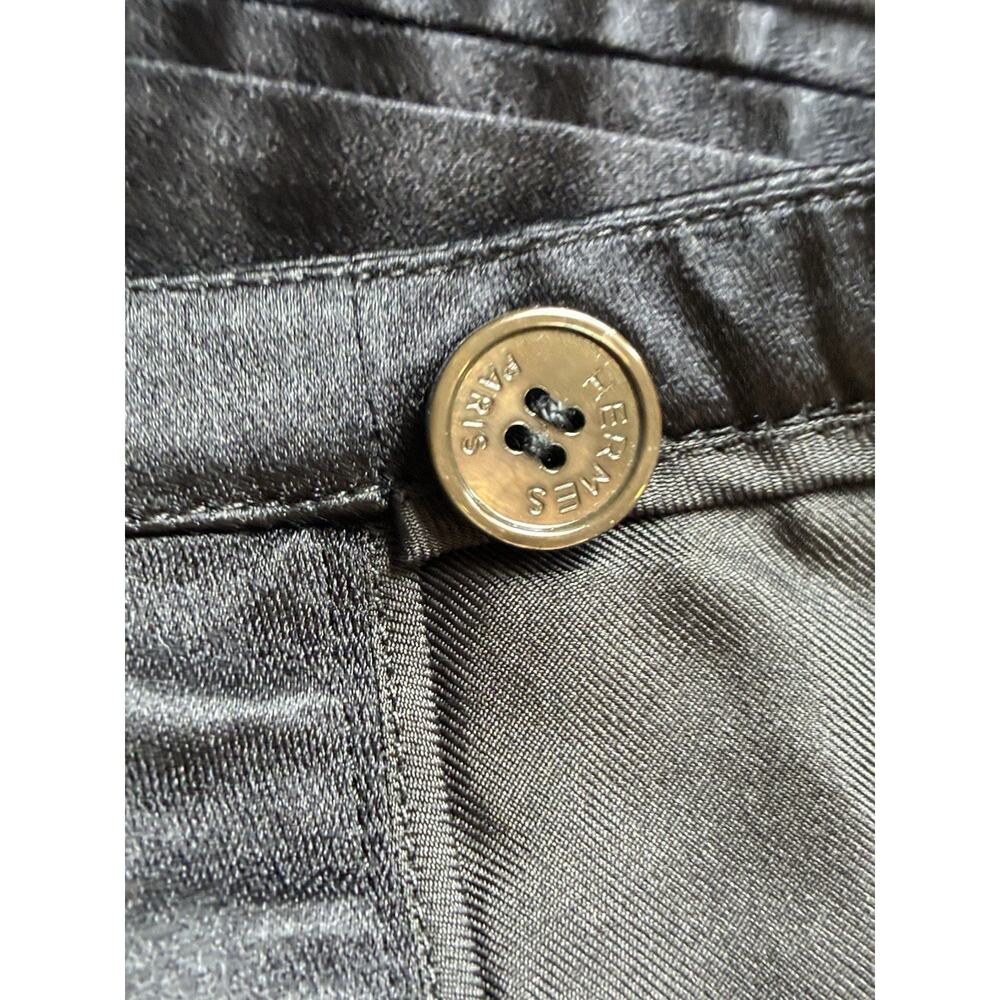 VTG HERMES Paris Black 100% Silk Pants Satin Trousers 1986 Women S (4) Pristine - Picture 9 of 16